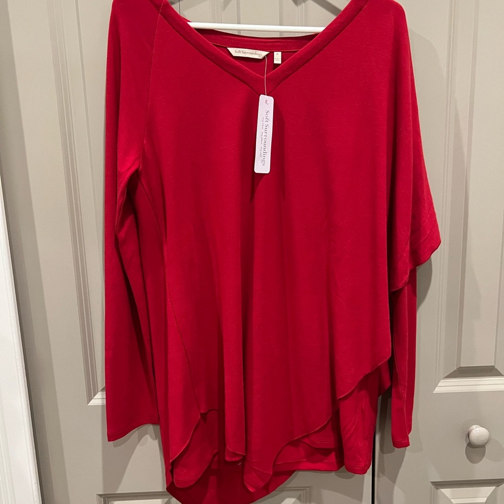 Elegant Red Women's Top— Soft Surroundings (New with tags!)